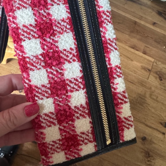 Red Checkered Tote Bag with Chain Straps - Picture 5 of 6